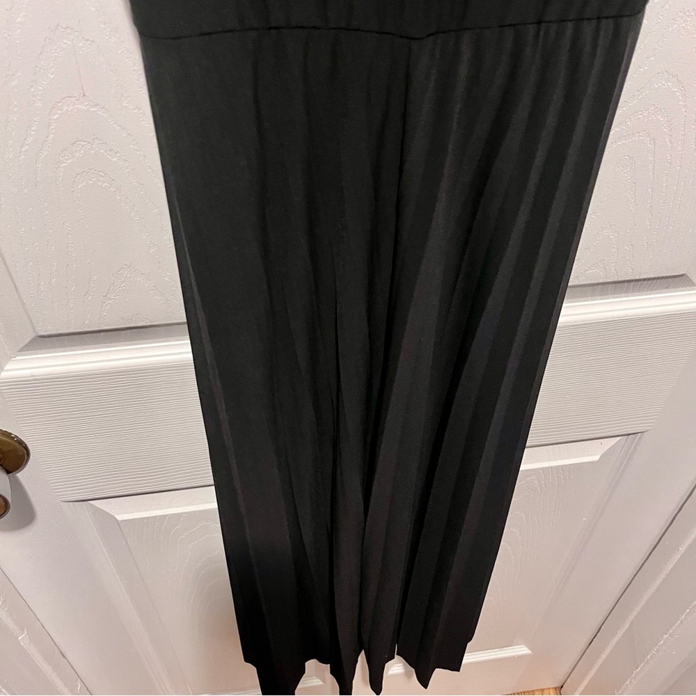 Frank Lyman Jumpsuit Dress Black Size 8 Medium Women flowy short sleeve v-neck - Picture 5 of 6